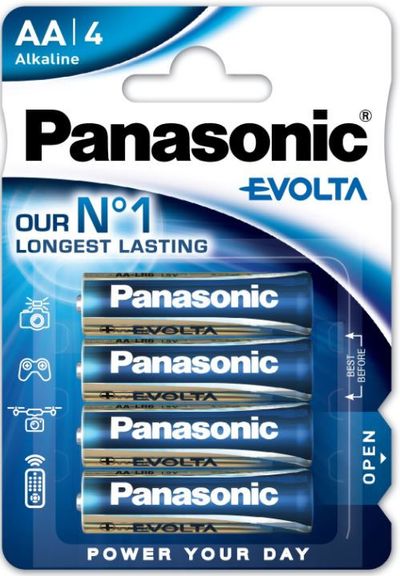 4pcs Alkaline Battery 1,5V AA Size Panasonic Evolta
