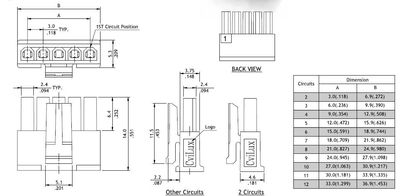 3,0mm 1x9pole female wire UL 94V-0