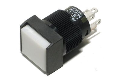1-POLE PUSH SWITCH WITH LIGHT ON/(ON) SQUARE WHITE