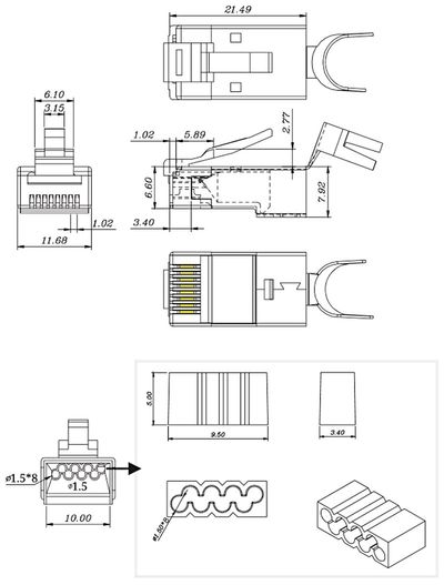 RJ45 (8P8C)-CONNECTOR CAT7 SHIELDED