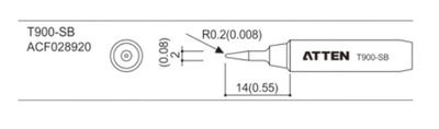 ATTEN T900-SB SOLDERING TIP 0,2mm ATTEN T900-SB SOLDERING TIP 0,2mm