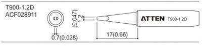 ATTEN T900-1.2D SOLDERING TIP 1,2x0,7mm