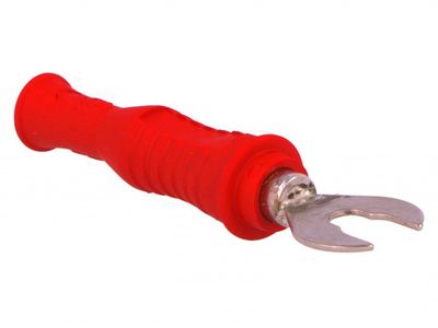 4mm BANANA JACK WITH FORK RED