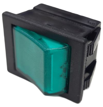 ROCKER SWITCH 2-POLE ON/OFF 20A 24VDC with green light