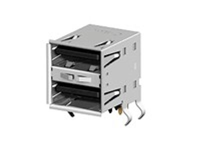 USB-A dual horizontal black pcb flash Au