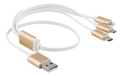 USB CABLE A-USB-C/microUSB/Lightning 0,5m