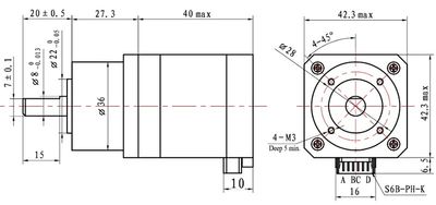 STEPPER MOROT NEMA17 2.8V 1.68A 0,36deg(5:1)