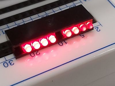 INDICATOR, LED PCB, 8-LED, 2MM, RED