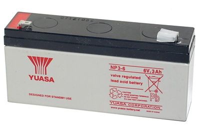 Yuasa 6V 3Ah SEALED LEAD ACID BATTERY