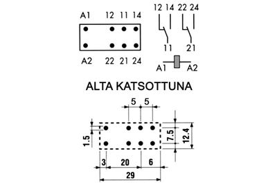 PCB RELAY DPDT 8A 12VDC