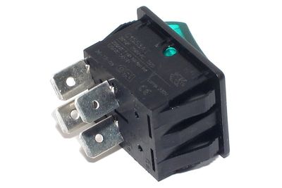ROCKER SWITCH 2-POLE ON/OFF 16A 250VAC with green light