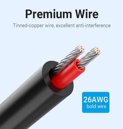 Vention 2x RCA MALE / 3,5mm STEREO-PLUG CABLE 10m