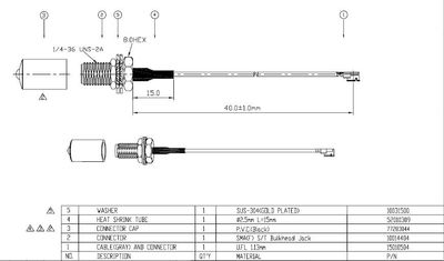 U.FL - SMA(F)jack w/cap cable 1,13mm 40mm