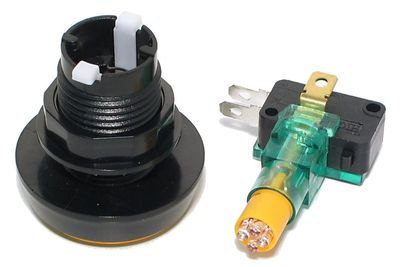 MICRO SWITCH WITH LARGE BUTTON AND YELLOW 12V LED LIGHT