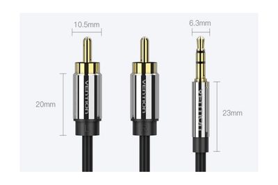 Vention 2x RCA MALE / 3,5mm STEREO-PLUG CABLE 1,5m