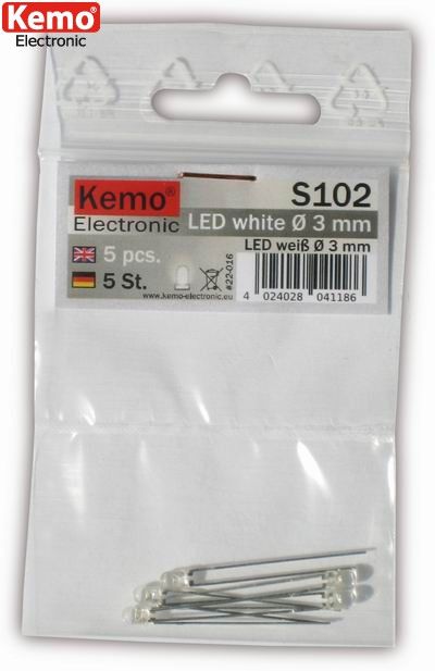 LED white Ø3mm 5 pieces