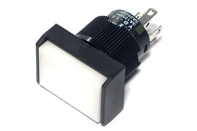 1-pole locking pushbutton switch with light ON/ON rectangular white