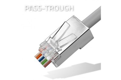 RJ45 PLUG CAT6 SHIELDED PASS THROUGH 100pcs bag