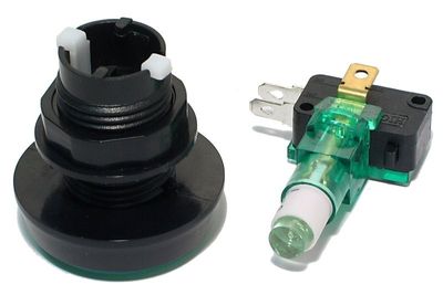 MICRO SWITCH WITH LARGE BUTTON AND GREEN 12V LED LIGHT