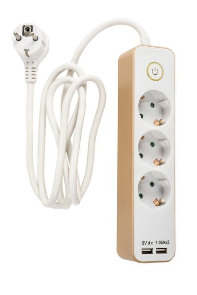 Extension cord 3-way +2xUSB 2,1A Flat plug Extension cord 3-way +2xUSB 2,1A Flat plug