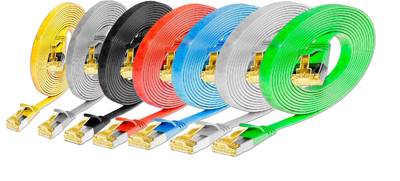 Flat Cat6A U/FTP 1,5m assortment of 7 colors