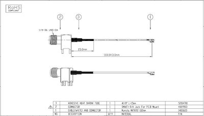 Murata MXTK92 - SMA(F) R/A Jack, L-110mm Murata MXTK92 - SMA(F) R/A Jack, L-110mm