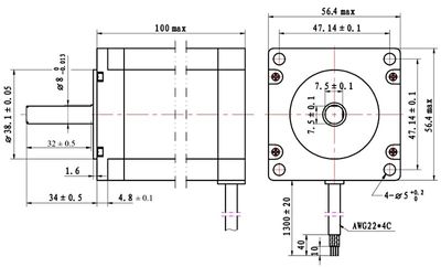 STEPPER MOTOR NEMA23 8.4V 3A 1.8deg