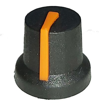 CONTROL KNOB 6mm AXIS Ø 14mm BLACK / ORANGE