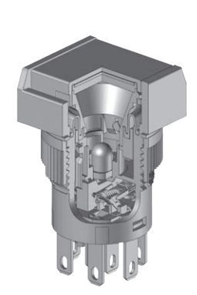 1-pole push switch with light ON/(ON) square
