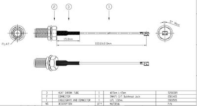 U.FL - SMA(F) 1,32mm 100mm