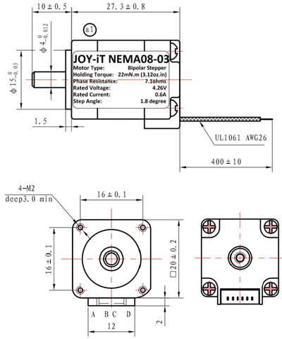 STEPPER MOTOR NEMA08 4.3V 0.6A 1.8deg STEPPER MOTOR NEMA08 4.3V 0.6A 1.8deg