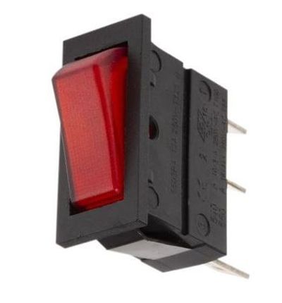 ROCKER SWITCH 1-POLE ON/OFF 10A 250VAC with red light