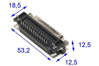 D25 CONNECTOR FEMALE ANGLE PCB