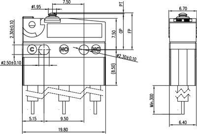MICRO SWITCH 5A 125/250 VAC IP67 With leads MICRO SWITCH 5A 125/250 VAC IP67 With leads