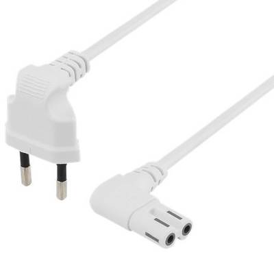 EURO POWER CORD IEC C7 ANGLE90 WHITE 3m
