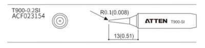 ATTEN T900-0.2SI SOLDERING TIP 0,1mm ATTEN T900-0.2SI SOLDERING TIP 0,1mm