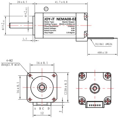 STEPPER MOTOR NEMA08 4.0V 0.8A 1.8deg