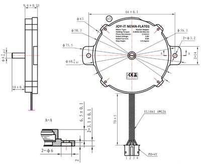 STEPPER MOTOR NEMA 2.8V 0.8A 1.8deg