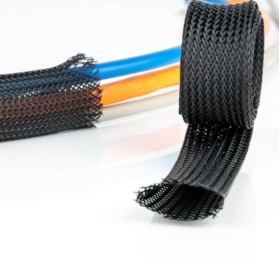 POLYESTER BRAIDED SLEEVE Ø20-35mm BLACK 50m