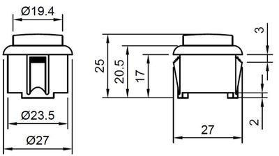 ARCADE MICROSWITCH 27X25 black ARCADE MICROSWITCH 27X25 black