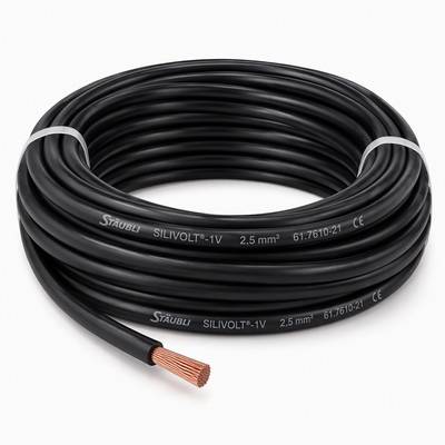 Stäubli 61.7610-22 Silivolt-1V super-flexible black silicone cable 2,5 mm2