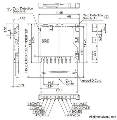 Hirose DM3D-SF microSD Card Connector Hirose DM3D-SF microSD Card Connector