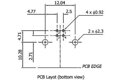 USB B SOCKET ANGLED PCB