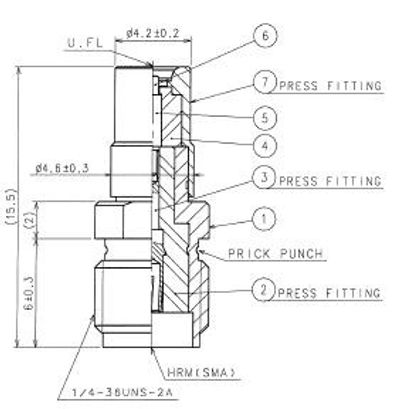 U.FL - SMA(F) test adapter 10Kmating l.15,5mm
