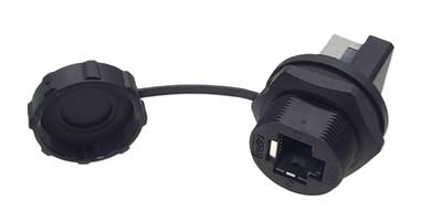 RJ45 extension junction box through enclosure with protective cover