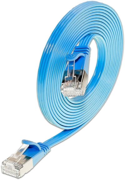 CAT6 FLAT NETWORK CABLE U/FTP 0,1m blue