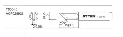 ATTEN T900-K SOLDERING TIP 5x2mm