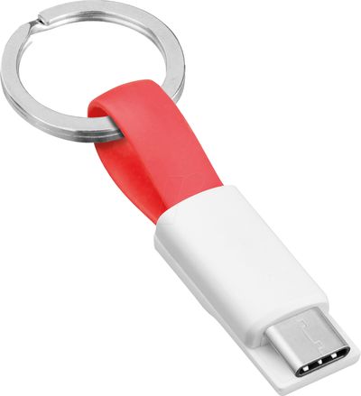 USB Key Ring Charging Cable A-male / C-male 0,1m red