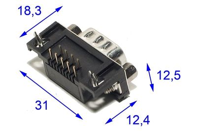 D9 CONNECTOR MALE ANGLE PCB
