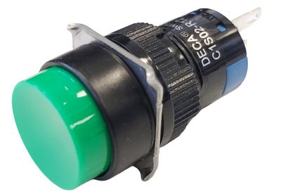 Changeover push-button switch 1-pole 2A 250VAC green